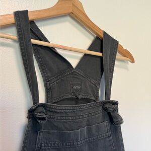 Aerie Charcoal Wide Leg Denim Overalls